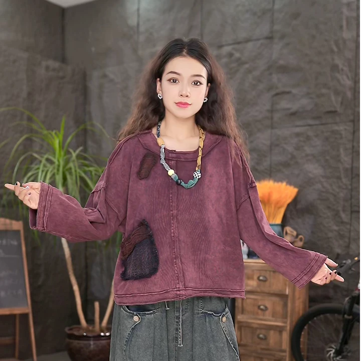 【纯棉炒色】长袖T恤女装秋款宽松显瘦上衣圆领百搭秋装LL-25263