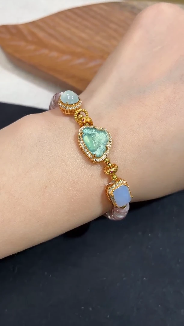 银S925镶嵌手链翡翠手链