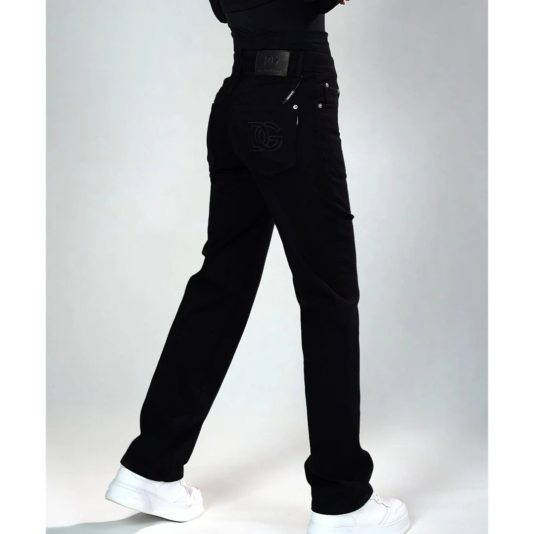 DG迪噶雅男士黑武士牛仔裤C031秋季新款男装时尚直筒黑牛仔裤
