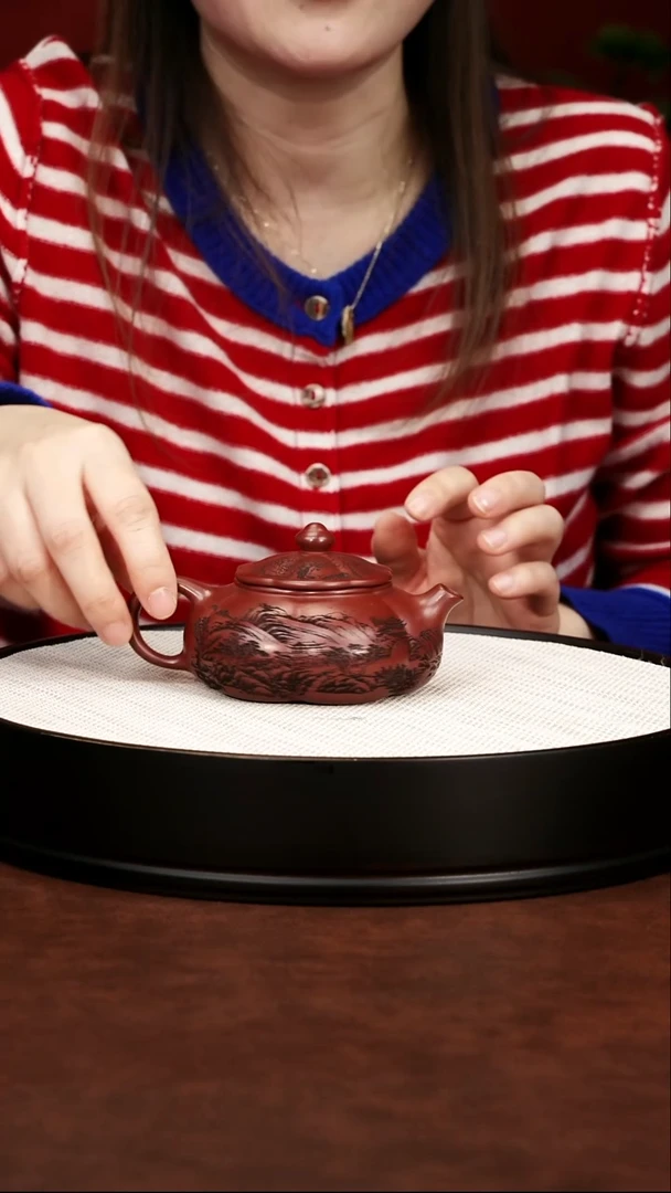 茶壶紫砂宜兴紫砂 筋纹寒江龙血砂 周昌荣