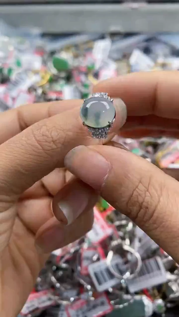 银S925镶嵌戒指翡翠111                9