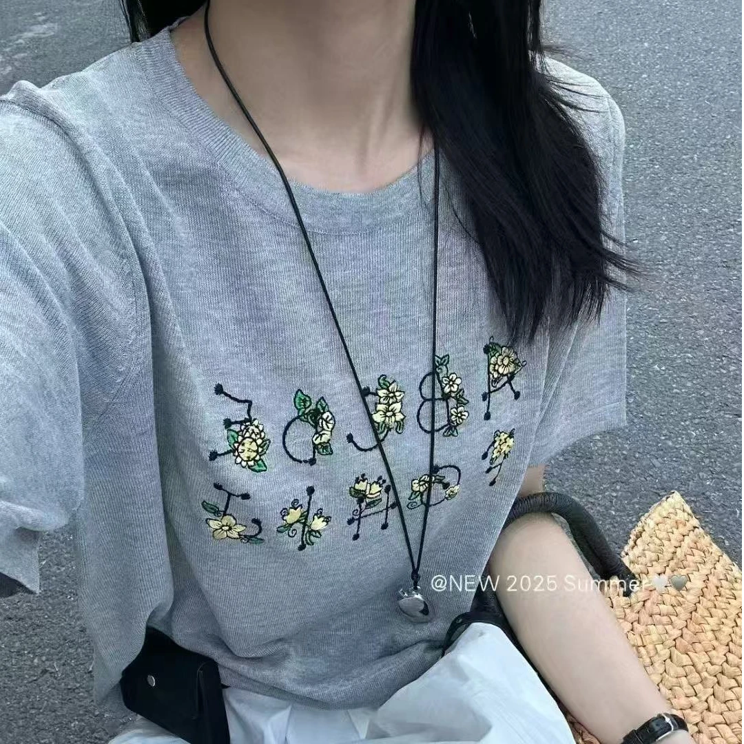 【张总定制】丝弦Abcd 精致字母花卉点缀针织衫94699