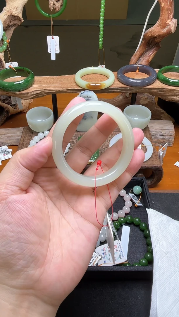 未镶嵌手镯和田玉青海青白 55+圈 9013988