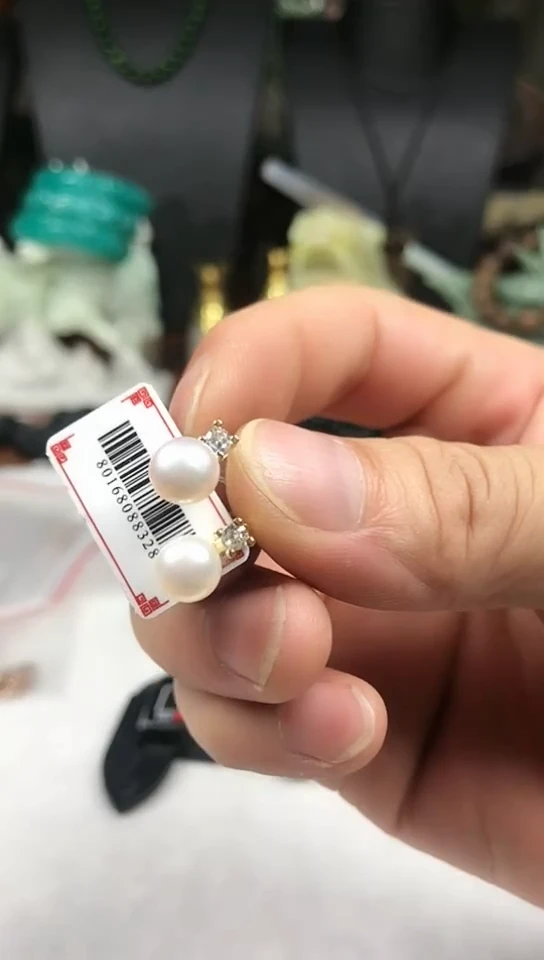 银S925镶嵌耳饰淡水珍珠耳饰