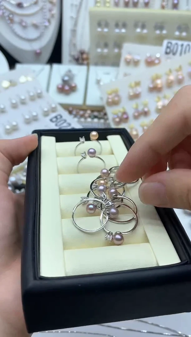 戒指银S925镶嵌淡水珍珠多样性发其一