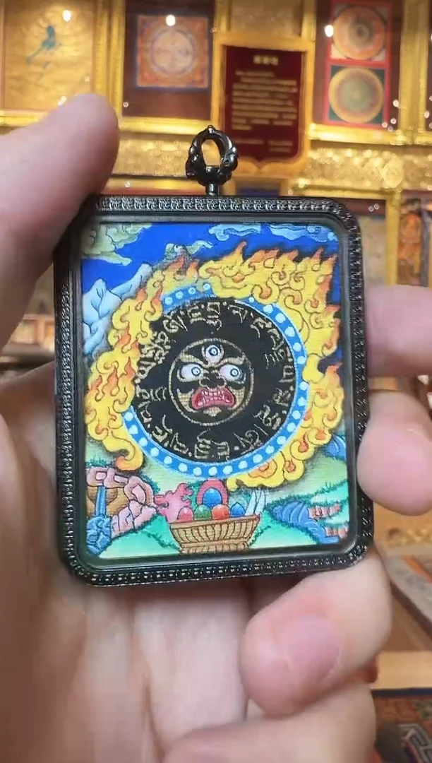 吊坠黑财神热贡纯手绘唐卡