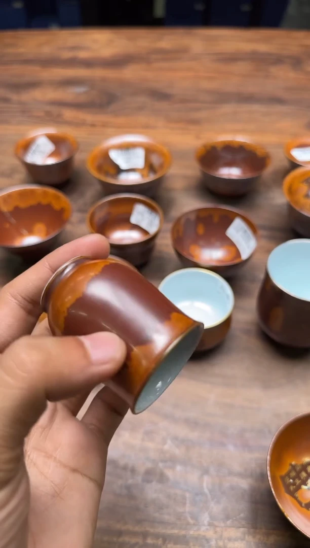 茶壶紫砂荣器 木首釉 束腰闻香杯