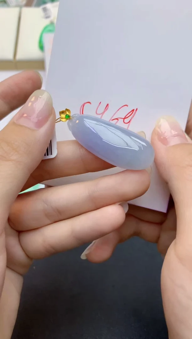 翡翠18K金镶嵌颈饰天然缅甸A货翡翠