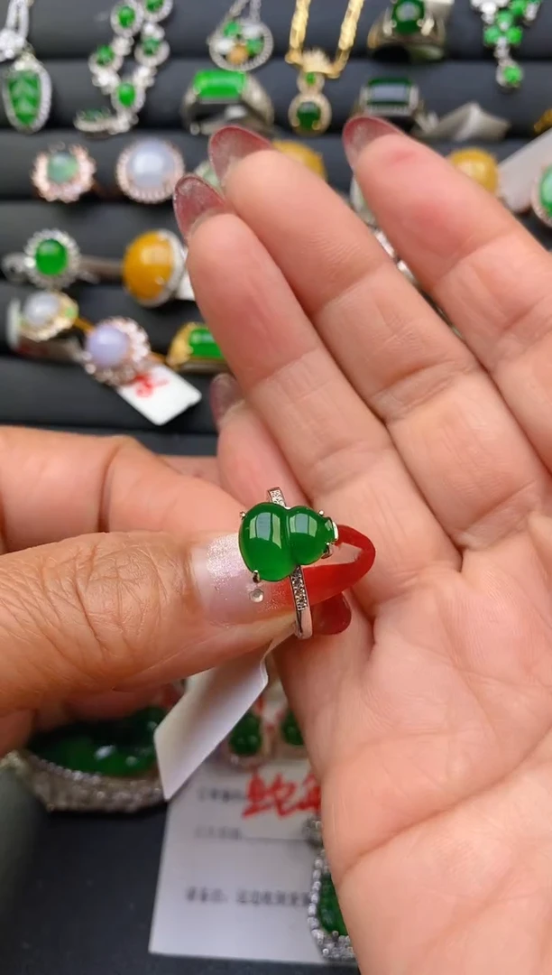 【闪购商品】翡翠戒指银S925镶嵌天然A货翡翠1