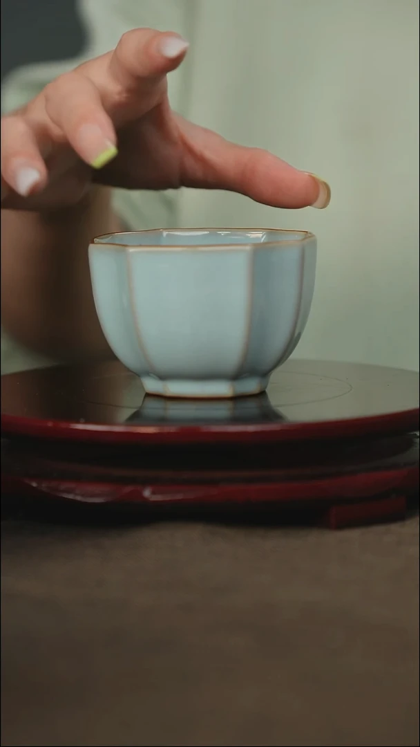 全品 四方葵口杯 带底款