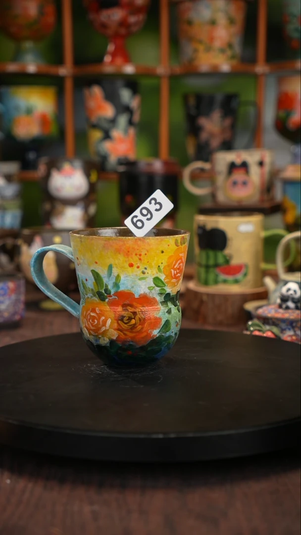 釉下手绘陶瓷紫砂杯