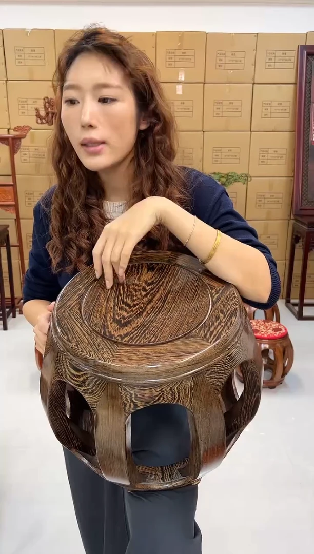 鸡翅木类家具鸡翅木小号鼓凳 假一赔四