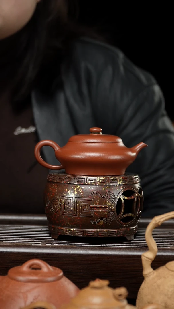 【闪购商品】紫砂茶壶虚扁全手工朱泥