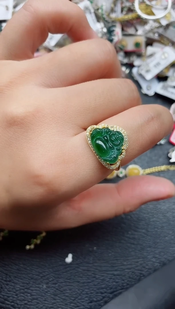 银S925镶嵌戒指翡翠1