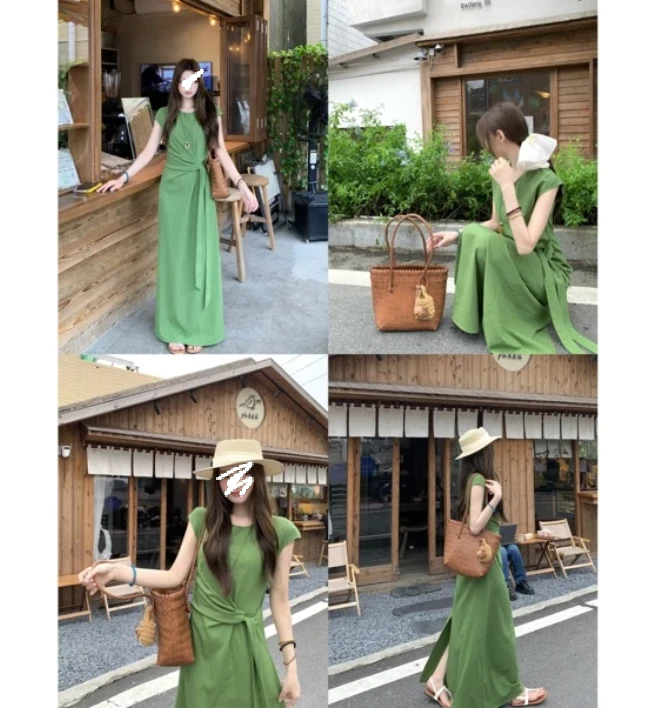 夏季新野~设计感轻熟风连衣裙束腰显瘦气质裙子3215#