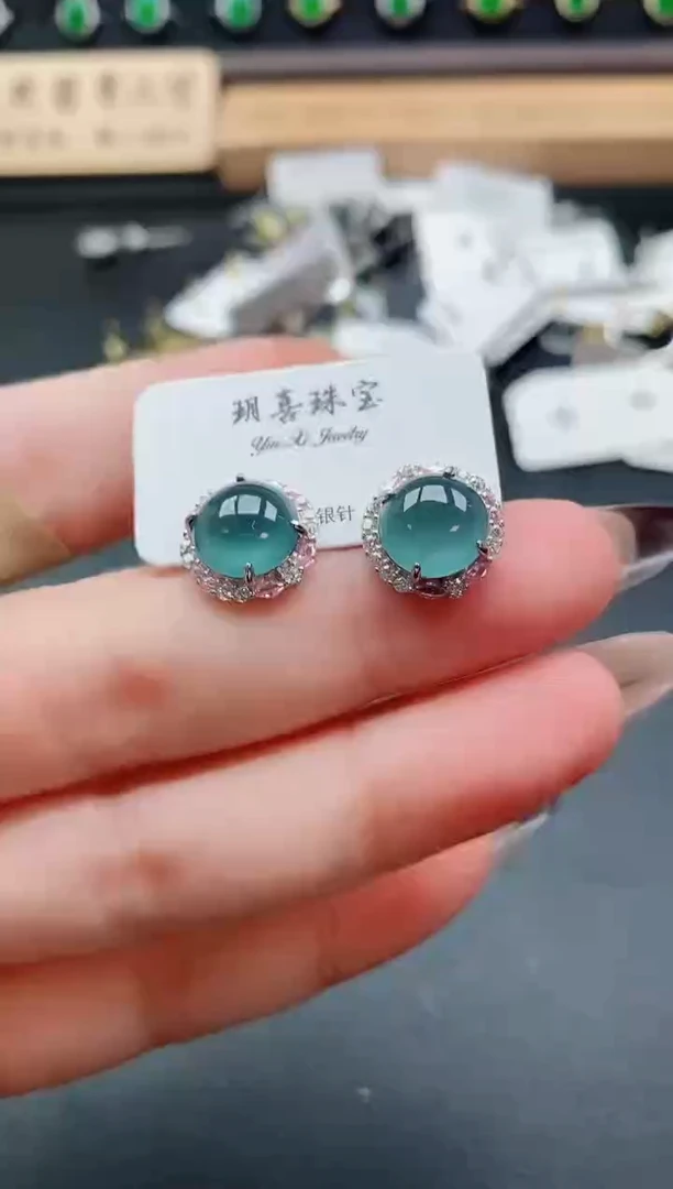 银S925镶嵌戒指翡翠1