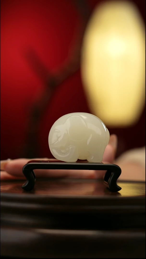 玉【吉象如意】天然玉石摆件，手把件