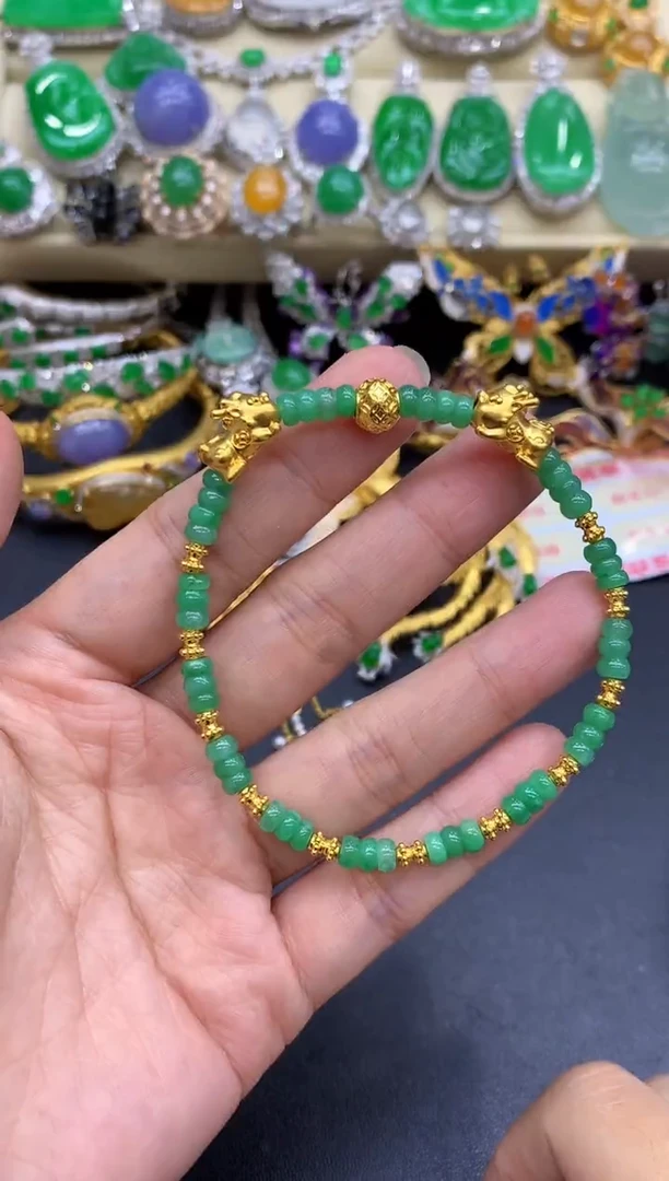 足金镶嵌手链翡翠270-中国好珍宝