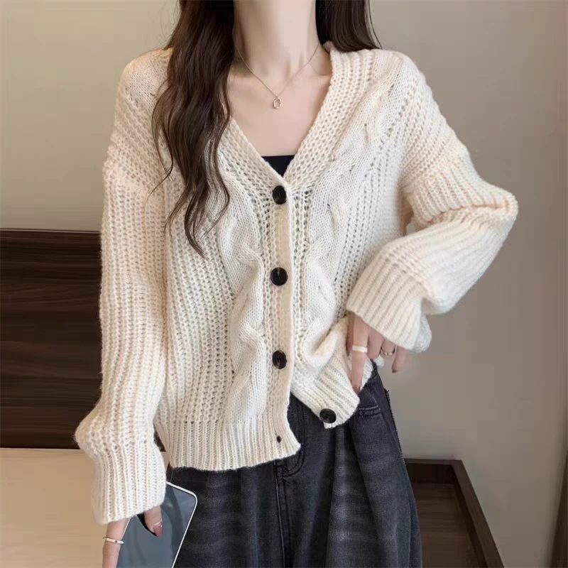 秋季慵懒风女毛针织衫衬衫袖抗起球泡泡袖树脂固色2024年秋季 233