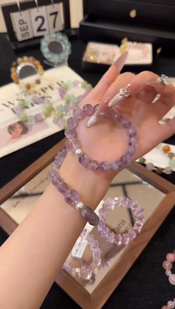 合金手链水晶紫兔毛x2316