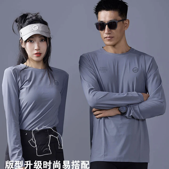 沃克森琦【The One】跑者印花长袖T恤男女吸湿休闲运动训练跑步速干