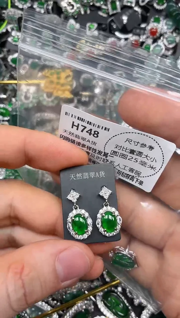 颈饰未镶嵌翡翠H748耳钉