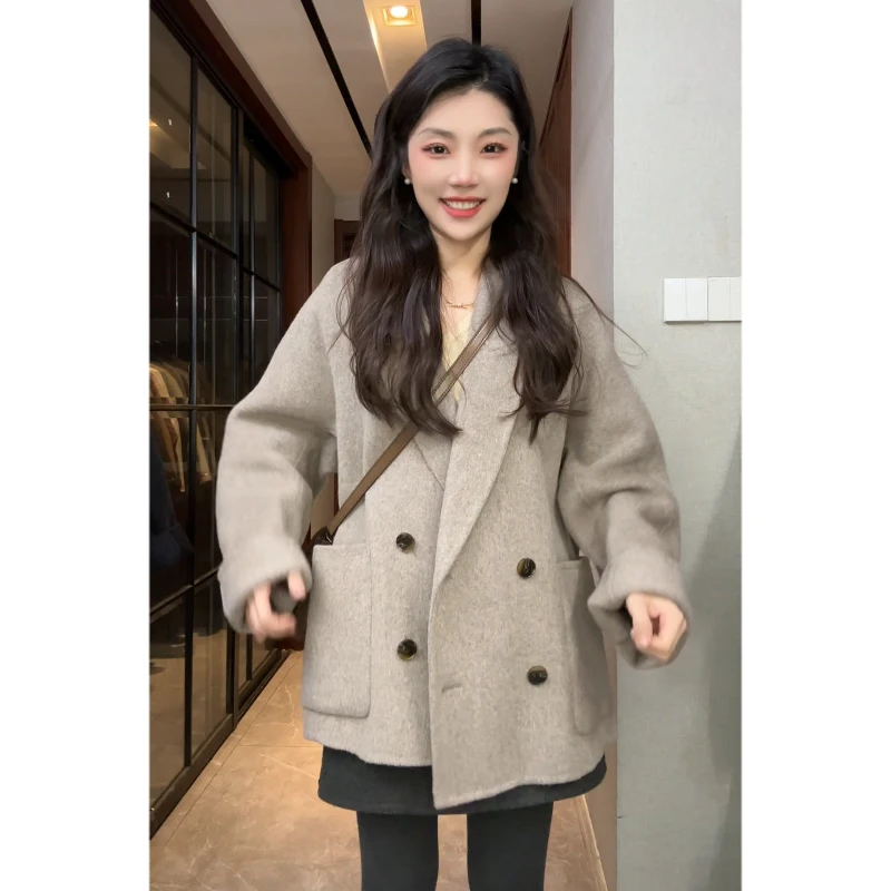 【汪周粥专属】显瘦遮肉气质百搭小个子女毛呢外套秋冬休闲时尚