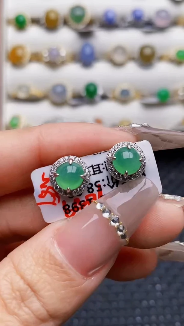 银S925镶嵌戒指翡翠7611