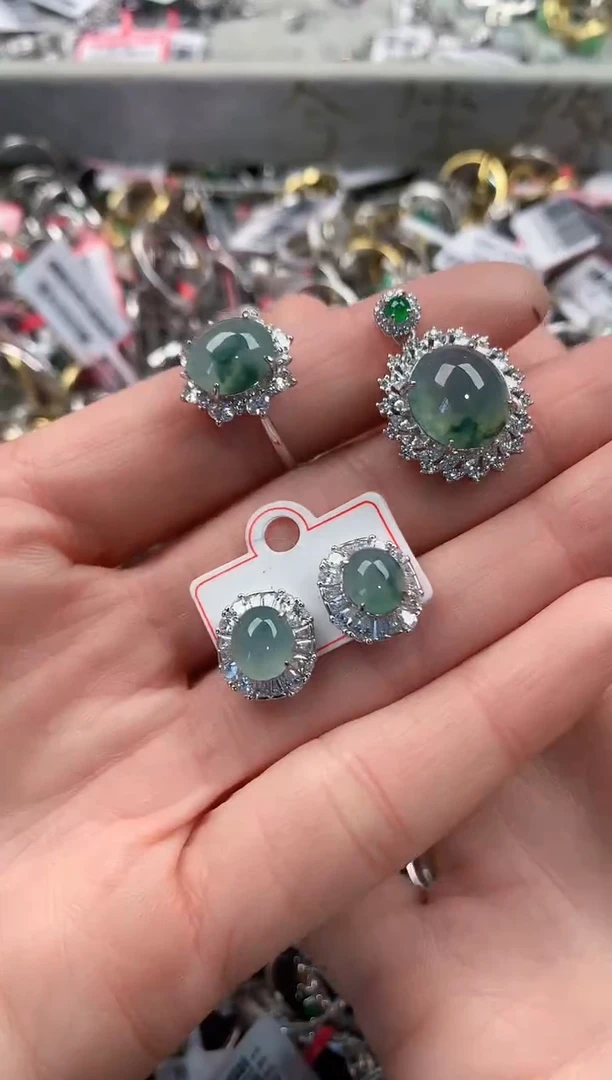 银S925镶嵌戒指翡翠555   7