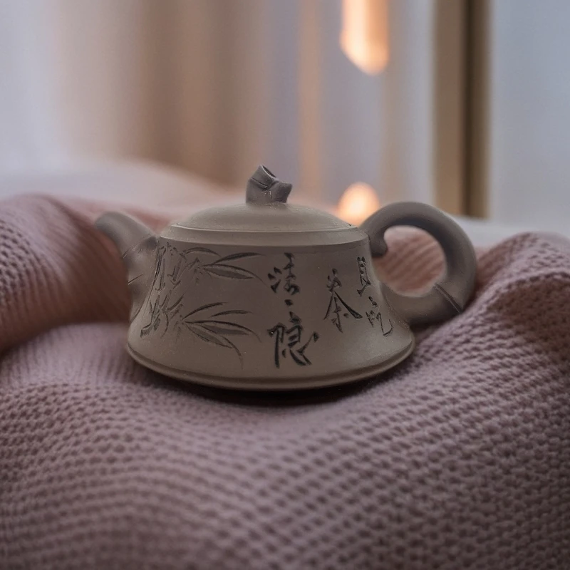 紫砂壶全手工松竹梅黄龙山原矿紫泥