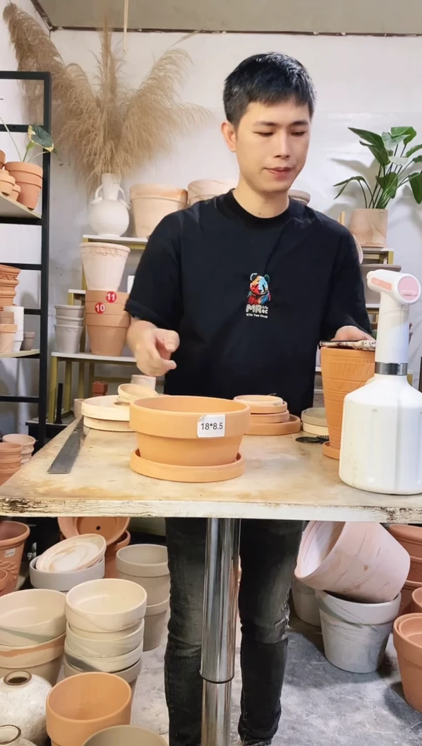 啊****唉18红陶矮盆托盘 2个