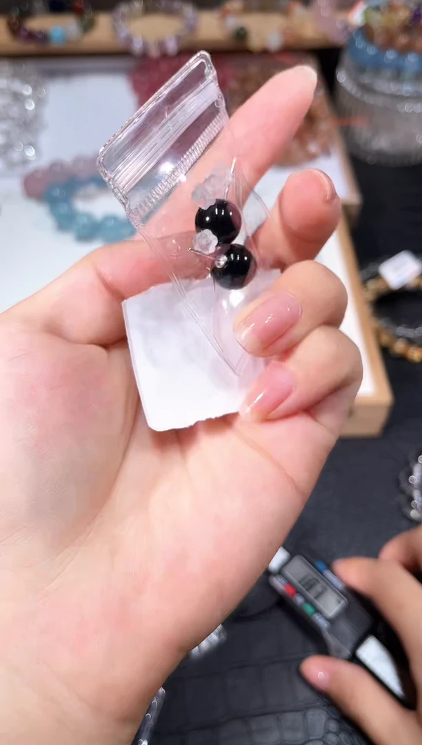 水晶手链未镶嵌A826黑曜石耳钉一对 多样性发一