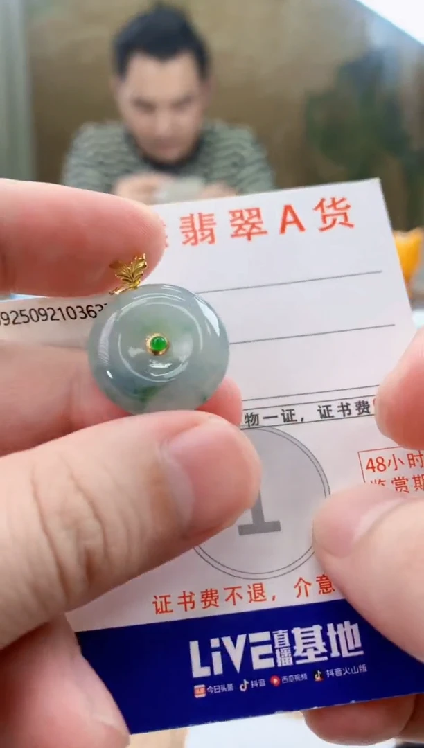 颈饰18K金镶嵌翡翠天然A货翡翠挂件