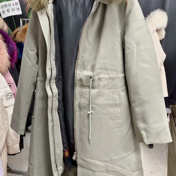 【08款长款兔毛】派克服女款时尚连帽加厚百搭大毛领保暖冬季