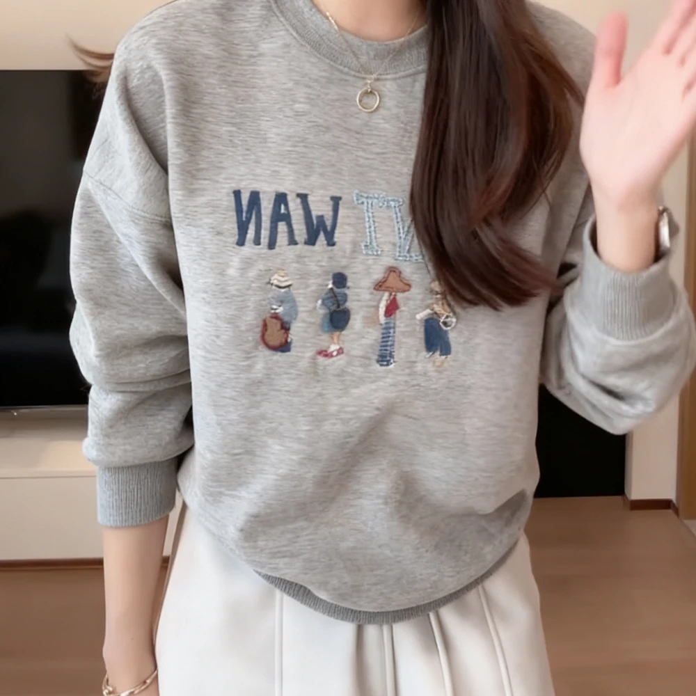 套头字母长袖休闲ins宽松百搭时尚保暖女孩秋冬卫衣C6577