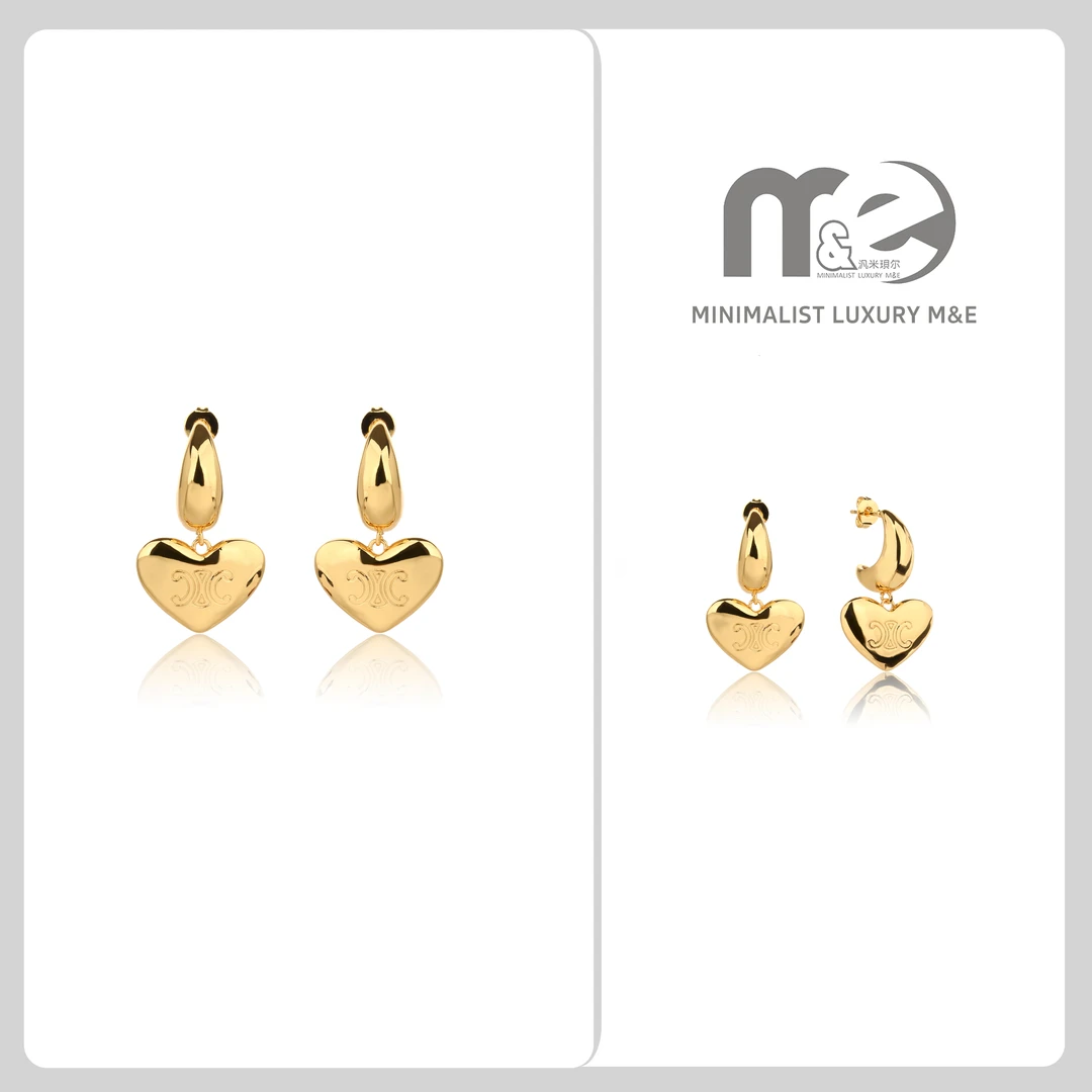 铜合金耳饰 M E【LUNA芭蕾】定制金色耳环时尚百搭简约气质 072
