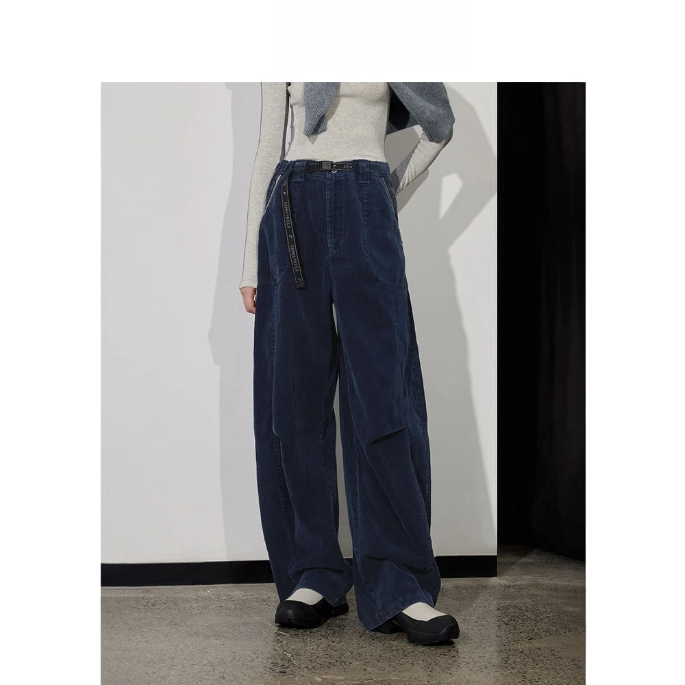 原创设计女装[运动]冬季加厚休闲灯芯绒裤子女长裤弯刀裤