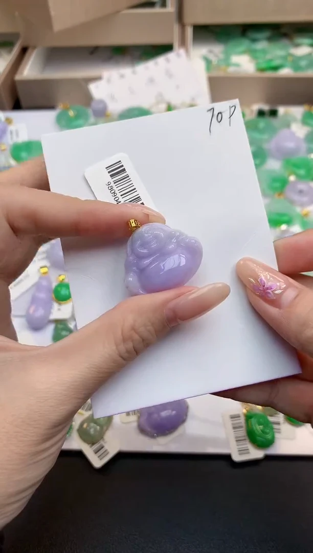 颈饰18K金镶嵌翡翠天然缅甸A货翡翠