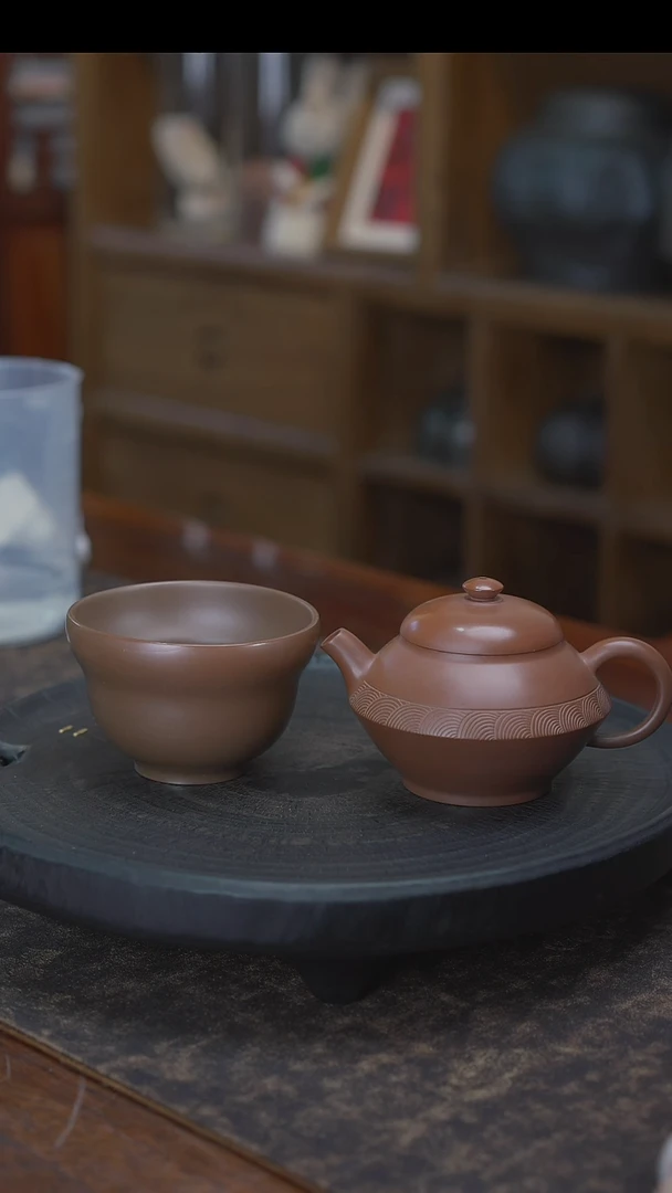 【闪购商品】窑变 壮锦纹饰合欢壶 130CC一壶一杯