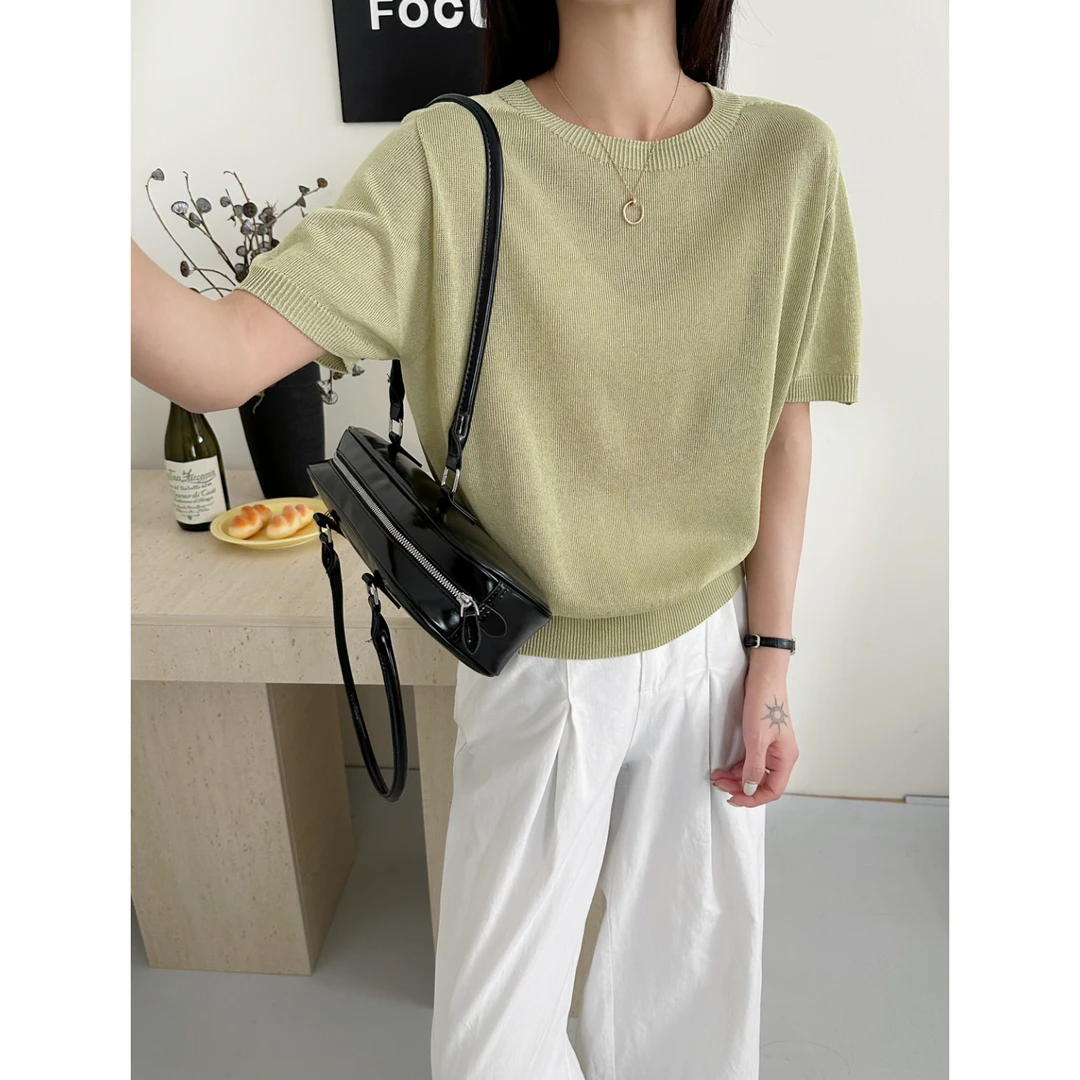 3223【一线成衣马鞍肩中袖针织衫】巨百搭！高货女士薄款上衣