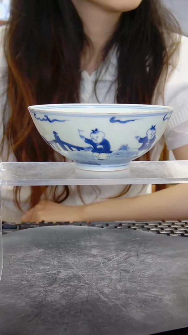 瓶青花婴戏纹碗#2055#