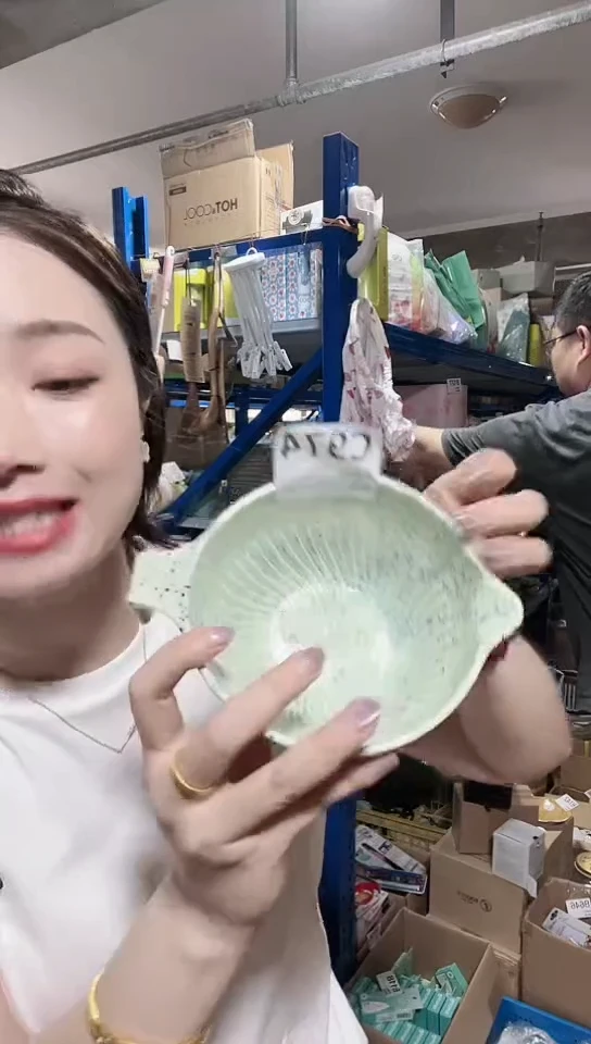 瓷片日本瓷器13cm研磨碗一只绿C974