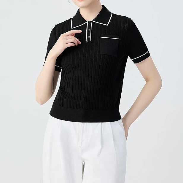 GIRDEAR/哥弟新款休闲时尚百搭修身POLO领短袖翻领针织衫138025