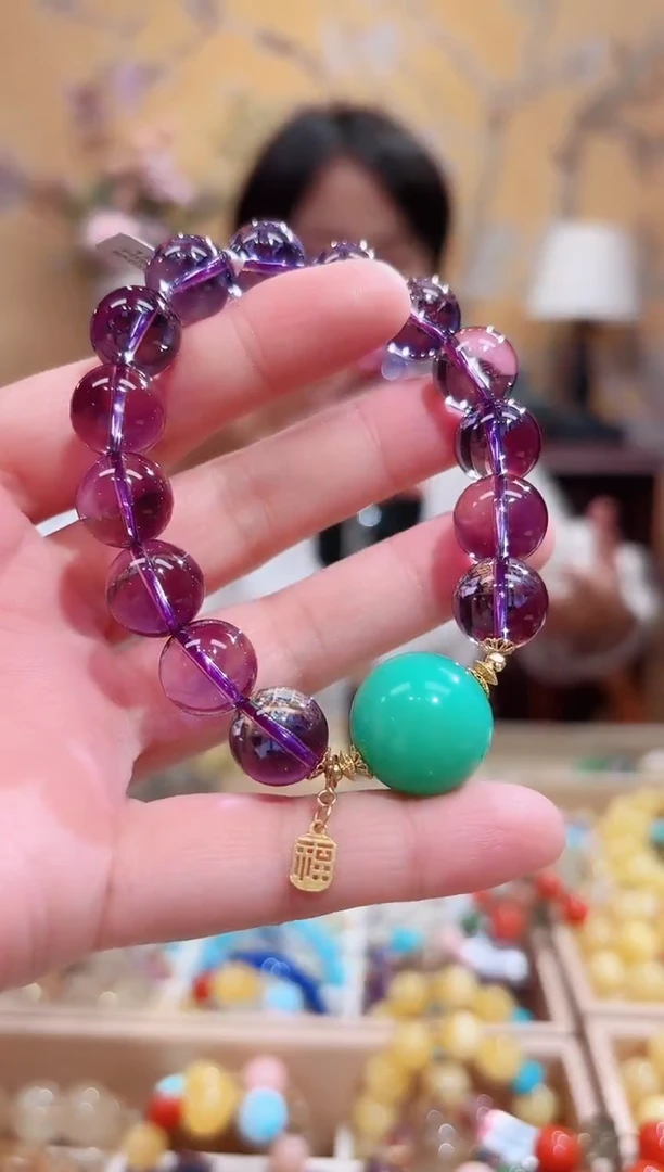 18K金镶嵌手串紫晶天然紫晶精品设计款