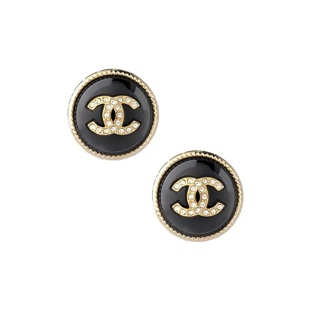 铜合金耳饰 CHANEL香奈儿 22C早春 双c树脂带钻经典款 金属 耳钉