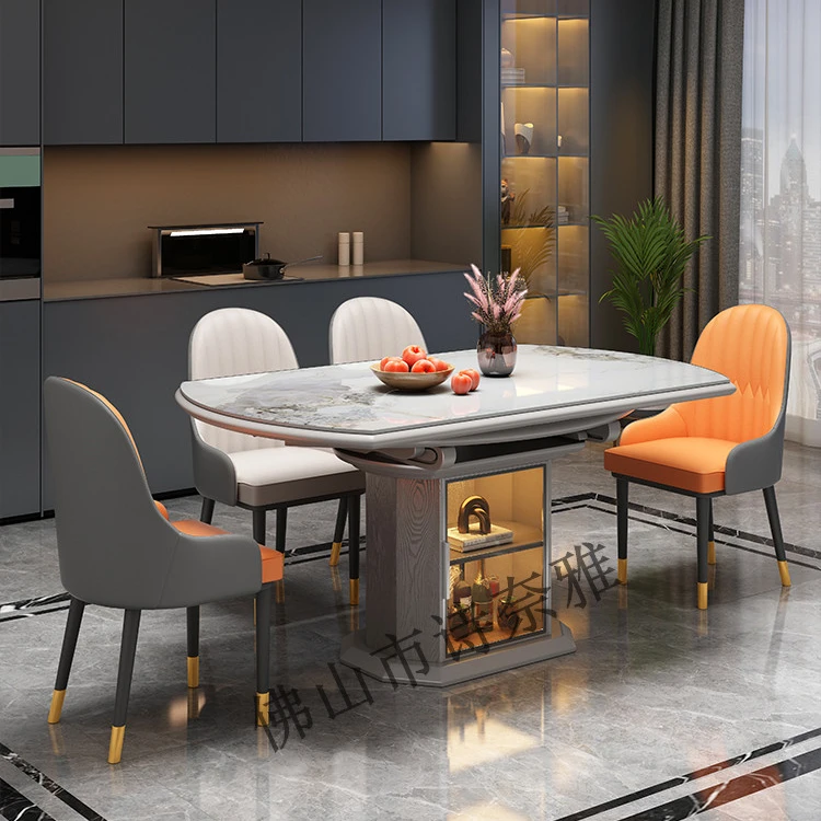 【年终百亿特惠】白蜡木岩板餐桌餐厅轻奢岩板椅组合折叠客厅餐桌