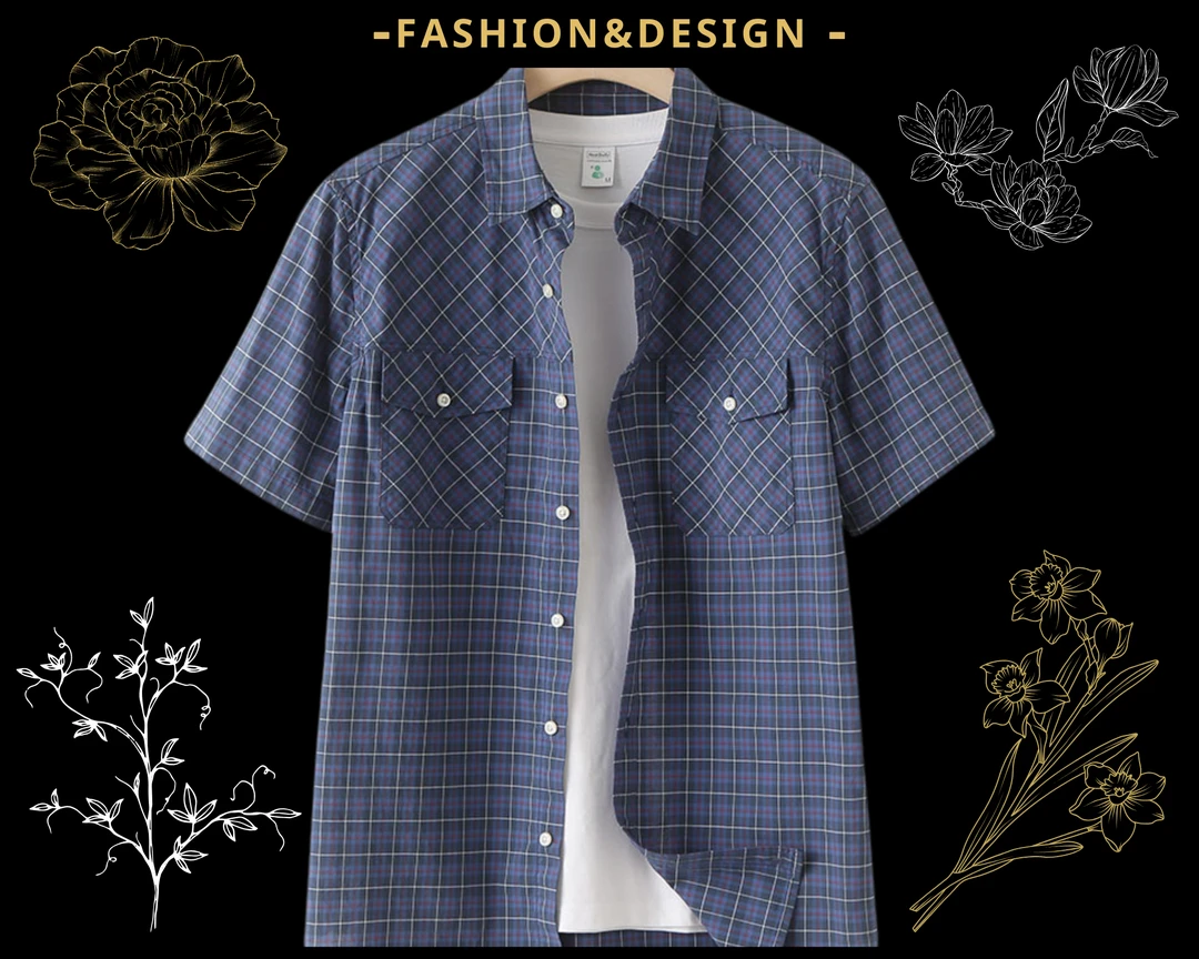 休闲纯棉格子衬衫男式