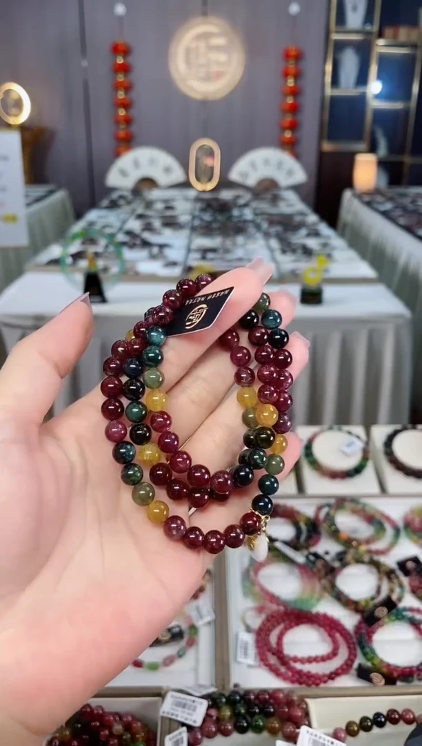 未镶嵌收藏级老矿碧玺三圈手串7mm+碧玺hon多样性发货一条