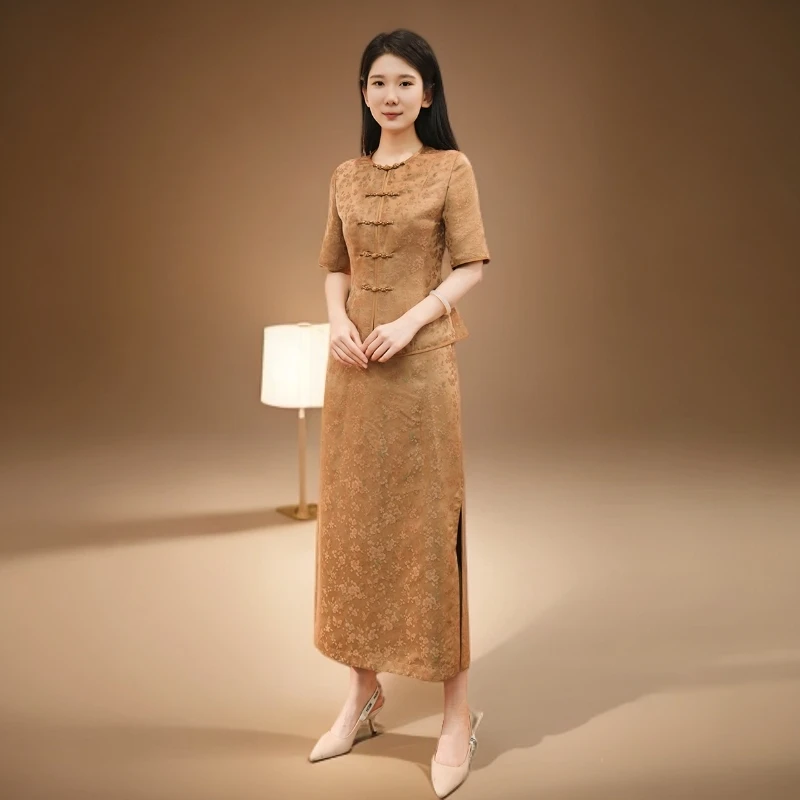 【双非遗宋锦香云纱】中式气质女浅梦吟套装HBSS050602+HBSS050603