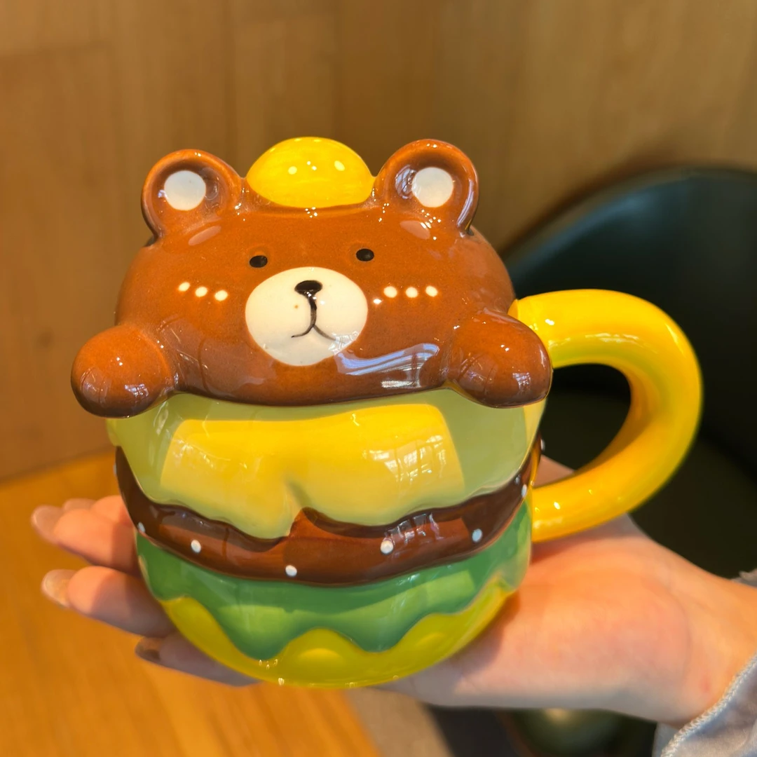 网红可爱小猪卡通汉堡马克杯少女心生日礼物男女朋友姐妹高颜值